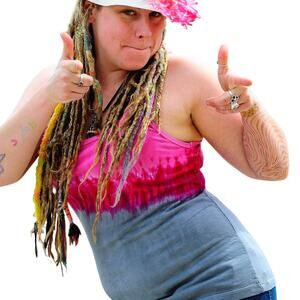 Womens Top Size Medium Pink Gray Tie Dye Tank Hippie Summer Festival Yoga Active